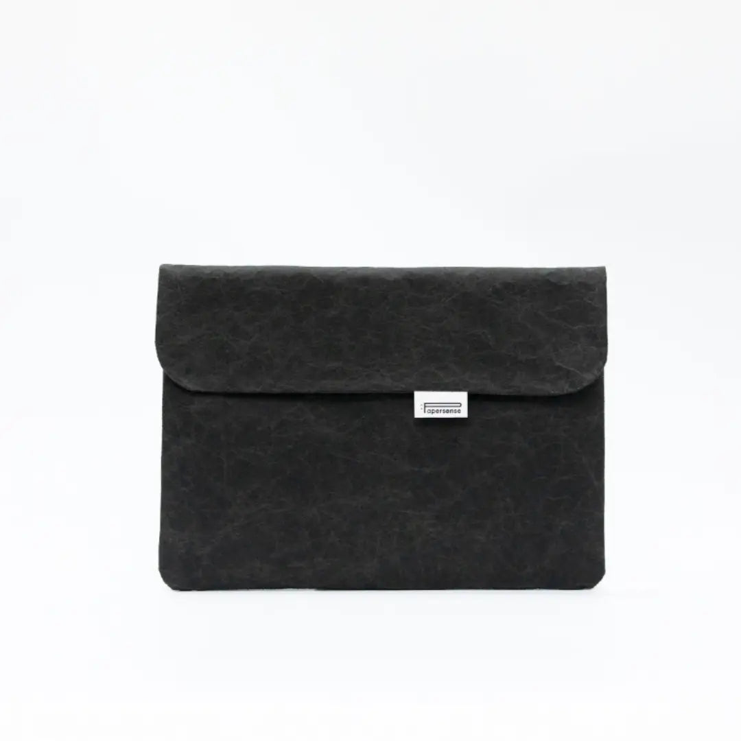 Black washable paper laptop sleeve for custom branding.