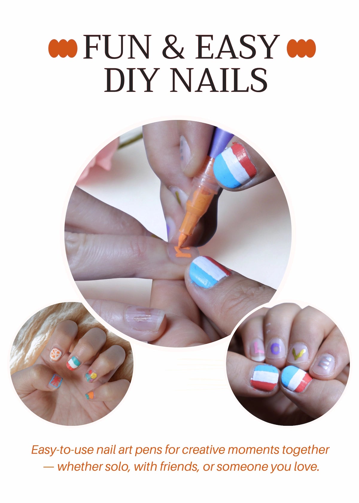 Hands creating simple DIY nail art using easy-to-use nail art pens