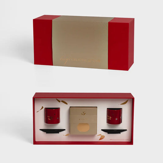 Luxury gift box packaging with custom paper inserts and layered unboxing experience.