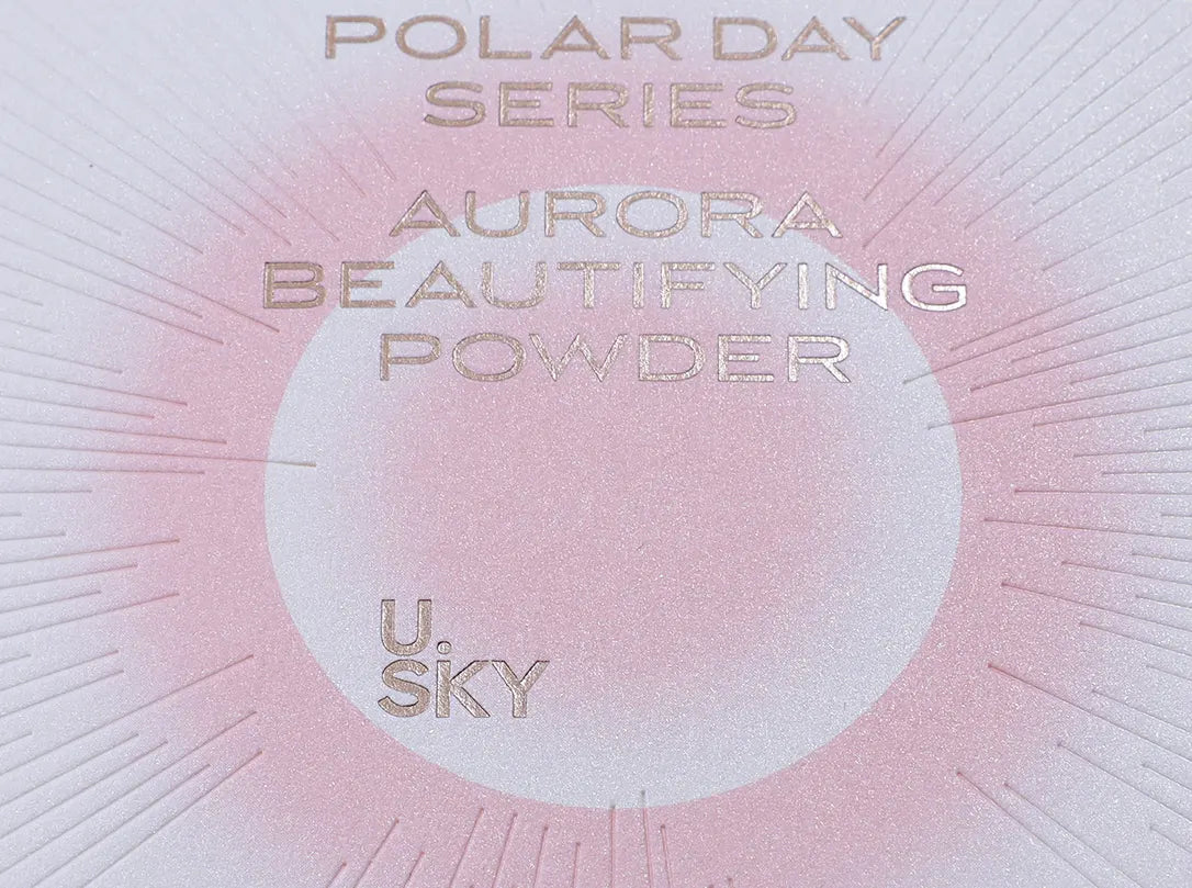 Pearlescent paper with foil stamping finish showing specialty printing effects for beauty brands.